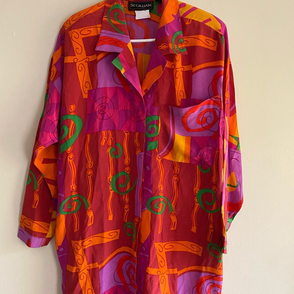 Funky Patterned Oversized Linen Top - image 1